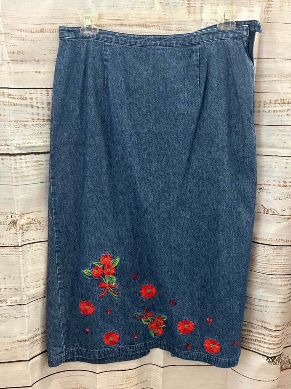 Westbound Women's Size 14 Embroidered Straight Jean Skirt - Picture 1 of 5